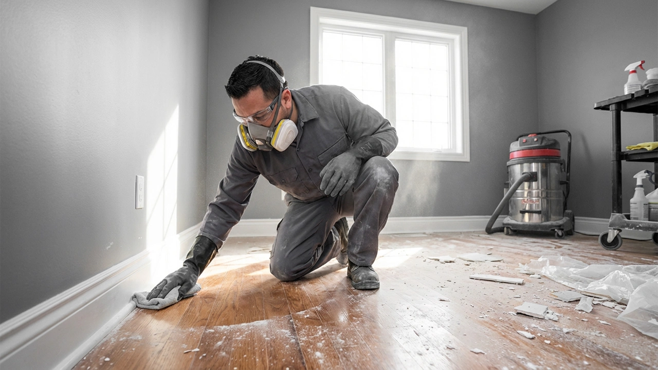 Post construction cleaning of a newly renovated room