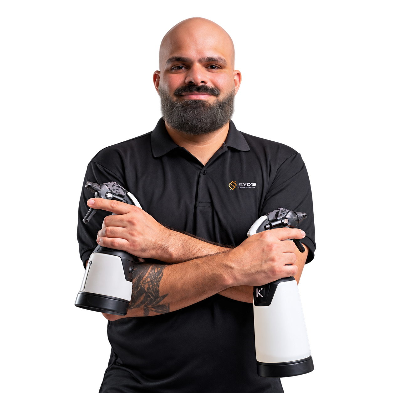 Syd's Cleaning Service professional holding cleaning equipment